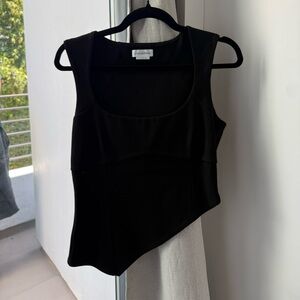 Lovers + Friends Black Sleeveless Crop Top with Asymmetric Hem